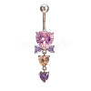 Brass Cubic Zirconia Triple Heart Dangle Belly Rings WG1E1E8-02-2