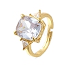 Brass Micro Pave Cubic Zirconia Finger Rings for Women RJEW-F181-11G-01-2