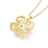 Sterling Silver Clover Pendant Necklace with Clear Cubic Zirconia for Women NJEW-P267-02G-3