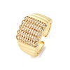 Brass Micro Pave Clear Cubic Zirconia Cuff Rings for Women RJEW-U043-18G-4