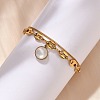 304 Stainless Steel Coffee Bean & Cable Cahin Charm Bracelets for Women BJEW-U024-01G-1