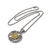 Two Tone Hollow Sailor Knot Alloy Pendant Necklace with Box Chains NJEW-D048-09MC-1