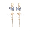 4 Pairs 4 Color Glass Butterfly Dangle Hoop Earrings with Clear Cubic Zirconia EJEW-TA00153-3
