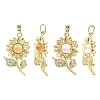 2Pcs 2 Colors Brass Micro Pave Cubic Zirconia with Resin Pendants KK-YW0004-47-1