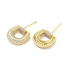 Rack Plating Brass Micro Pave Clear Cubic Zirconia Stud Earrings for Women EJEW-M260-11G-2