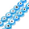 Handmade Evil Eye Lampwork Flat Round Bead Strands LAMP-L058-12mm-09-3