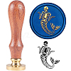 Brass Wax Seal Stamp with Handle AJEW-WH0184-0113-1