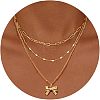 3Pcs Brass Paperclip Chain 3 Layer Pendant Necklaces for Women WGF7A64-01-1