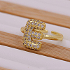 Brass Micro Pave Clear Cubic Zirconia Initial Cuff Rings FS-WGB210B-06-1