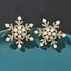 Snowflake Brass Micro Pave Cubic Zirconia Stud Earrings EJEW-G452-03G-1