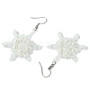 3Pairs 3 Colors Christmas Snowflake Glass Seed Braided Dangle Earrings EJEW-MZ00236-5