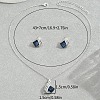 Rhombus Alloy Glass Pendant Necklaces & Stud Earrings Sets for Women FS-WG6EC9E-01-4