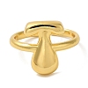 Initials Brass Open Cuff Ring for Women RJEW-N046-02T-G-2