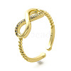 2Pcs 2 Styles Brass Micro Pave Clear Cubic Cuff Zirconia Rings for Women RJEW-S399-04G-6