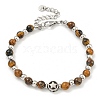 304 Stainless Steel & Natural Tiger Eye Round Beaded Bracelets for Women BJEW-G717-13-2