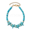 Synthetic Turquoise & Plastic Pearl Beads Link Bracelets for Women BJEW-JB11286-01-2