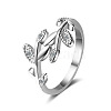 Brass Rhinestones Finger Rings for Women WH-WG8BECB-01-1