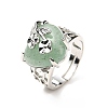 Natural Green Aventurine Adjustable Rings RJEW-P043-03P-15-4