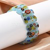 Handmade Millefiori Lampwork Beaded Stretch Bracelets for Men Women BJEW-G738-01C-04-2