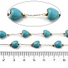 Synthetic Turquoise & 304 Stainless Steel Beads Link Chains CHS-K021-02G-3