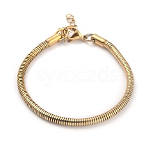 Ion Plating(IP) 304 Stainless Steel Round Snake Chain Bracelets BJEW-O186-08C-G