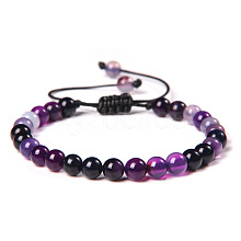 Natural Amethyst Round Bead Adjustable Braided Bracelets UO3136-3