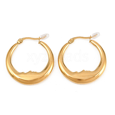 Moon 304 Stainless Steel Hoop Earrings for Women EJEW-L312-01G-1