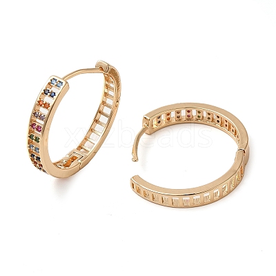 Brass Micro Pave Colorful Cubic Zirconia Hoop Earrings for Women EJEW-M238-26KCG-1
