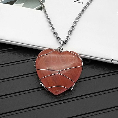 Watermelon Stone Glass Pendant Necklaces CY8832-13-1