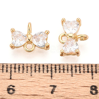 Brass Pave Clear Cubic Zirconia Connector Charms KK-T078-03G-02-1