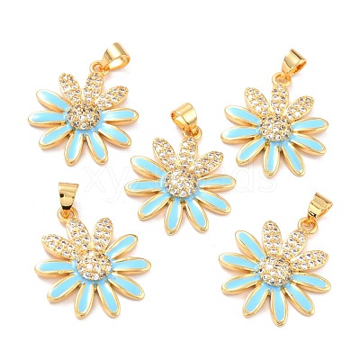 Real 18K Gold Plated Brass Micro Pave Cubic Zirconia Pendants ZIRC-L100-087G-05-1