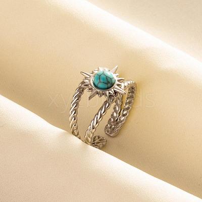 304 Stainless Steel Sun Cuff Rings DM8672-4-1