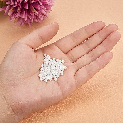 White 8/0 Diameter 3mm Glass Seed Beads Round Pony Loose Bead for Jewelry Making 2.8~3.2mm SEED-PH0005-06-1
