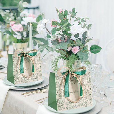 Floral Printed Paper Gift Tote Bags ABAG-WH0044-82B-1