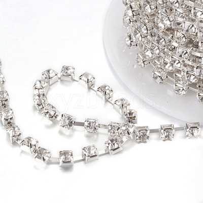 Brass Rhinestone Strass Chains CHC-T002-SS12-01S-1