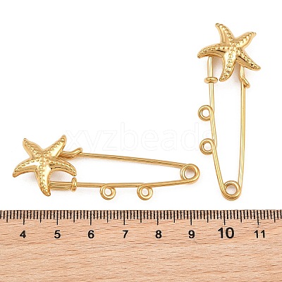 Starfish 304 Stainless Steel Safety Pins Brooch Findings SA-CBA098D-16I-G02-1
