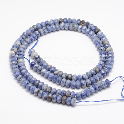 Faceted Natural Blue Spot Jasper Rondelle Beads Strands G-K090-05-1