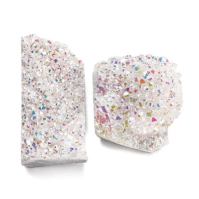 Electroplated Natural Druzy Quartz Crystal Cluster Ornaments RABO-PW0001-179A-1