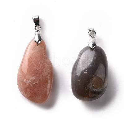 Natural Orange & Grey Sunstone Pendants G-H259-07P-02-1
