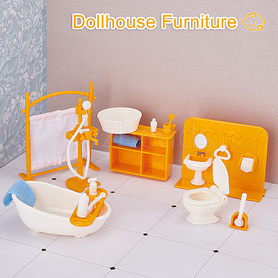 2 Style 2 Style Plastic Dollhouse Kitchen & Bathroom Accessories Set AJEW-CP0005-34-1