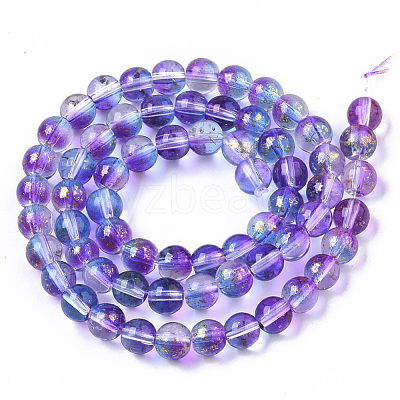Transparent Spray Painted Glass Bead Strands GLAA-N035-03B-B03-1