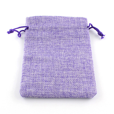 Polyester Imitation Burlap Packing Pouches Drawstring Bags X-ABAG-R005-9x7-03-1