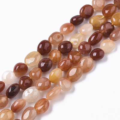 Natural Golden Silk Jade Beads Strands G-R465-43-1