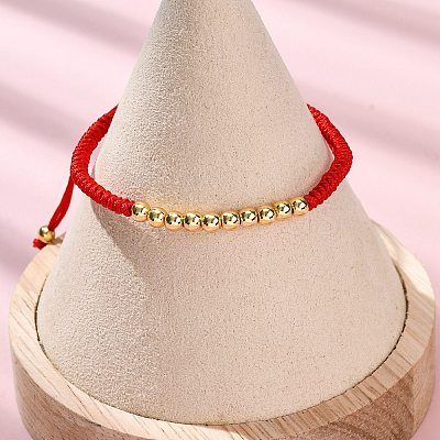 Polyester Cord Braided Bead Bracelets for Women BJEW-L698-04G-01-1