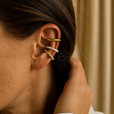 12Pcs 6 Styles Brass C-Shaped Cuff Earrings EJEW-GO0003-29-1