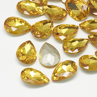 Pointed Back Glass Rhinestone Cabochons RGLA-T081-10x14mm-22-1