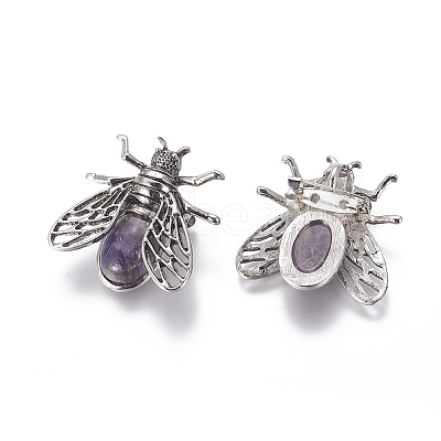 Natural Amethyst Brooches G-A176-D04-1-1