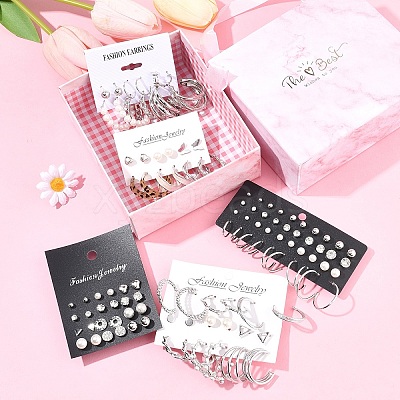 5 Sets 5 Colors Alloy Hoop Earring Sets EJEW-FS0001-23B-1