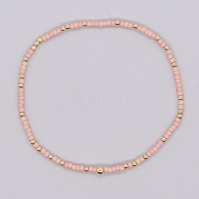 Bohemian Style Rainbow Glass & Brass Beaded Handmade Fashion Women's Bracelet QD2599-8-1
