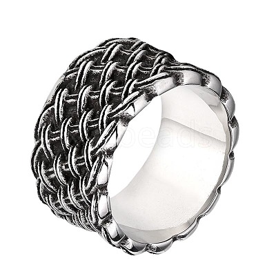 Knitted Textured 304 Stainless Steel Finger Rings FS-WG9203F-04-1